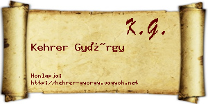 Kehrer György névjegykártya