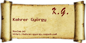 Kehrer György névjegykártya